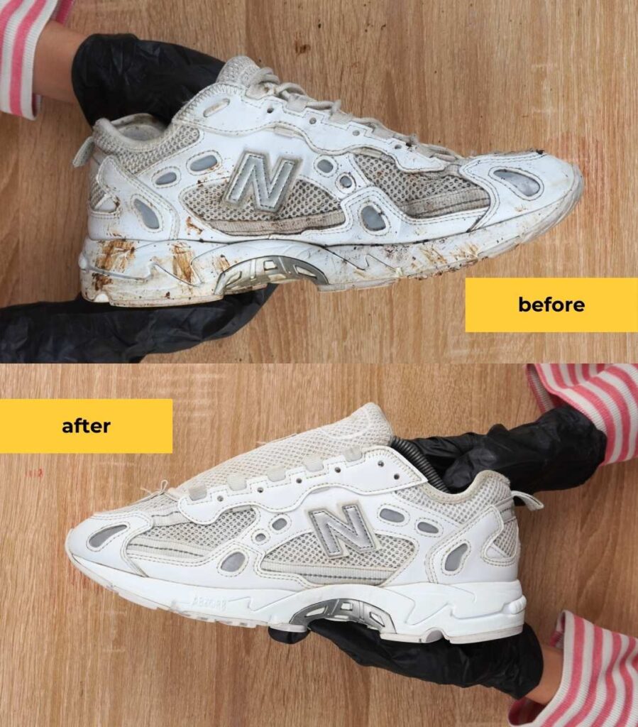 before after penggunaan shoe cleaner svmmer shoes